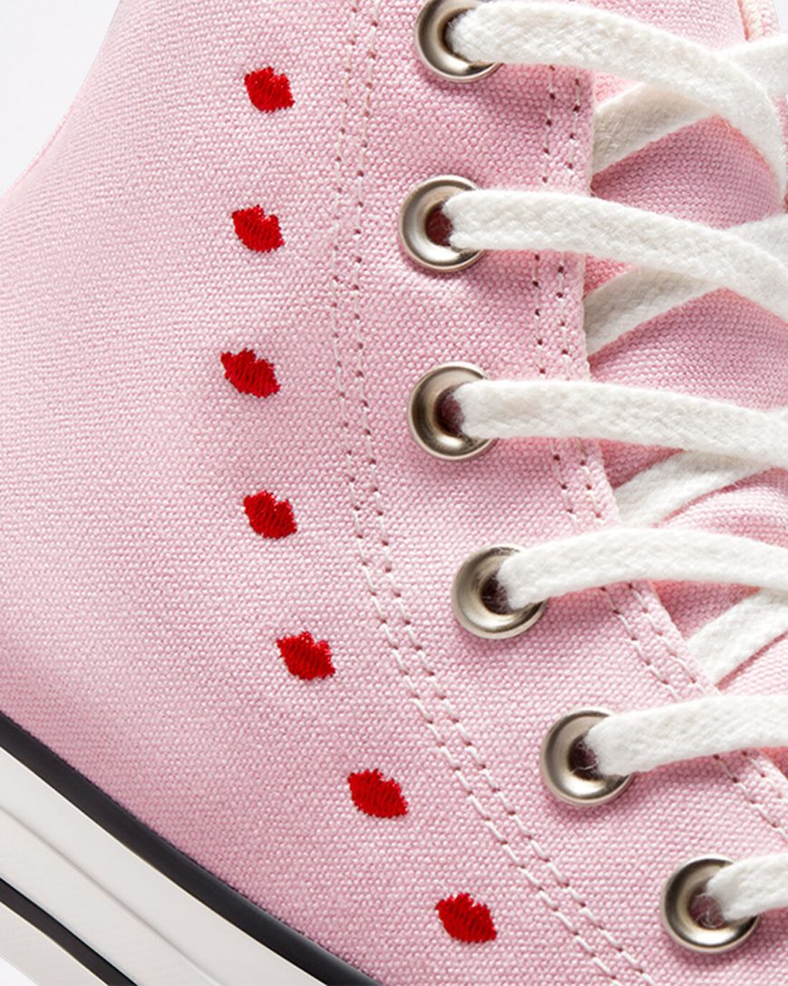 Tenisi Inalti Dama Converse Chuck Taylor All Star Embroidered Lips Roz Albi | RO AQ0TC753